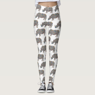 Rhinoceros i Psychedelic Cheetah Mönster Leggings