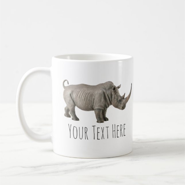 Rhinoceros Illustration Rhino Anpassningsbar Messa Kaffemugg (Vänster)