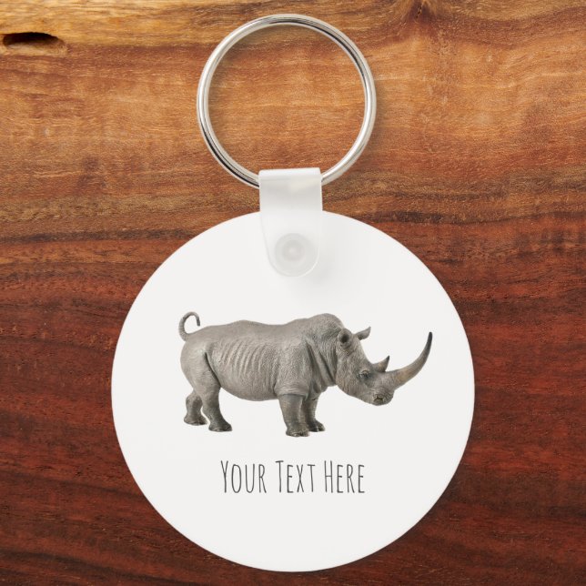 Rhinoceros Illustration Rhino Anpassningsbar Messa Nyckelring (Framsida)