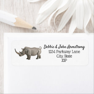 Rhinoceros Illustration Rhino Returadress Etikett