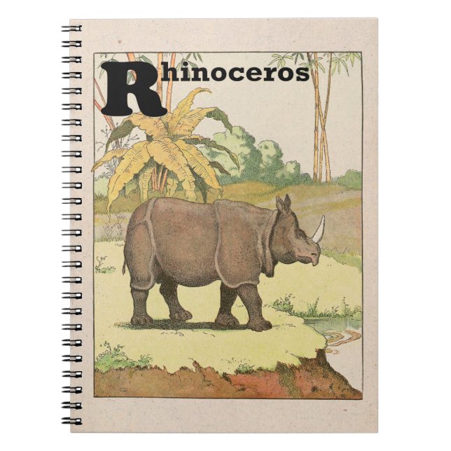 Rhinoceros Jungle Animals Anteckningsbok Med Spiral (Framsidan)