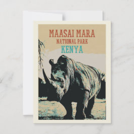Rhinoceros, Kenya, nationalparken Maasai Mara Vykort