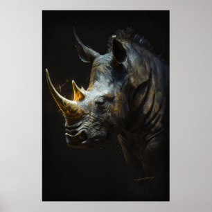 Rhinoceros Porträtt Animal Nature Wildlife Spirit Poster