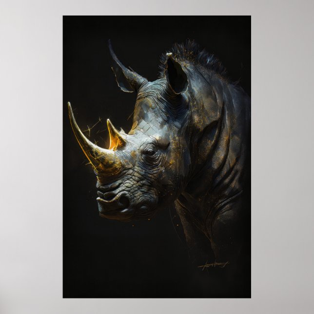 Rhinoceros Porträtt Animal Nature Wildlife Spirit Poster (Framsidan)