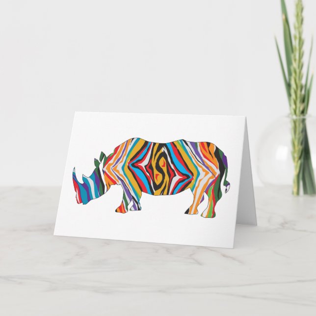 Rhinoceros Psychedelic Zebra Tack Kort (Framsida)