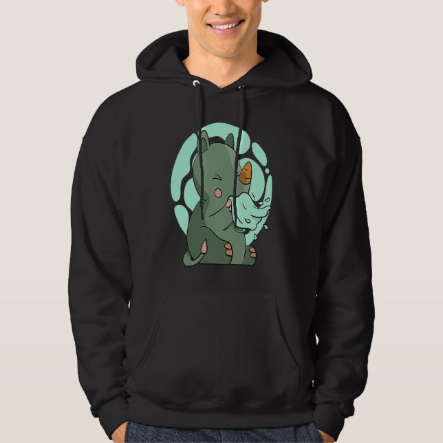 Rhinoceros rhino africa ill hoodie (Framsida)