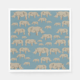 Rhinoceros Rhino Illustration Mönster Pappersservett