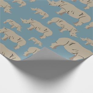 Rhinoceros Rhino Illustration Mönster Presentpapper