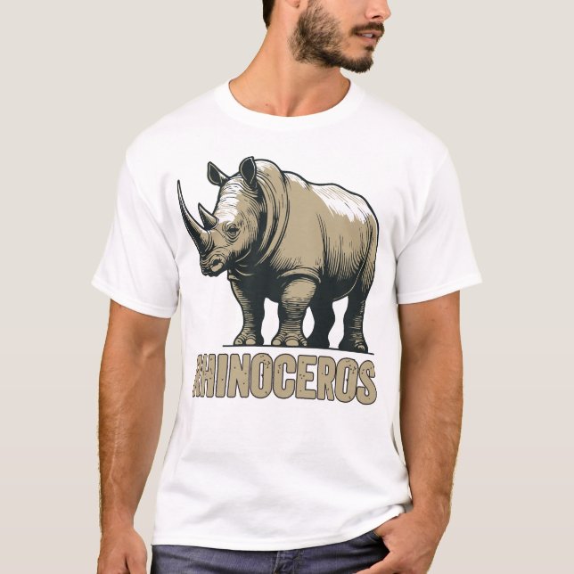 Rhinoceros Rhino Safari African Animal T Shirt (Framsida)