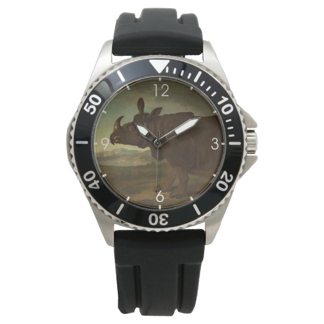 Rhinoceros (Rhino) (Vild Animal) (av J.B. Oudry) Armbandsur (Framsida)