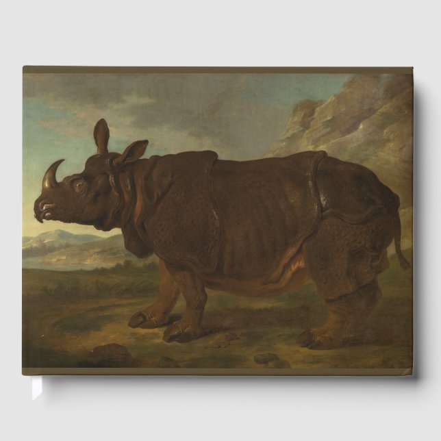 Rhinoceros (Rhino) (Vild Animal) (av J.B. Oudry) Gästböcker (Framsida)