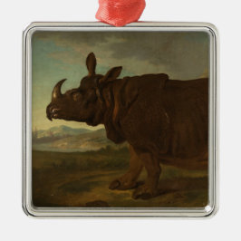 Rhinoceros (Rhino) (Vild Animal) (av J.B. Oudry) Julgransprydnad Metall