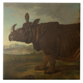 Rhinoceros (Rhino) (Vild Animal) (av J.B. Oudry) Kakelplatta