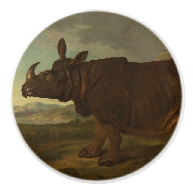 Rhinoceros (Rhino) (Vild Animal) (av J.B. Oudry) Knopp (Framsidan)