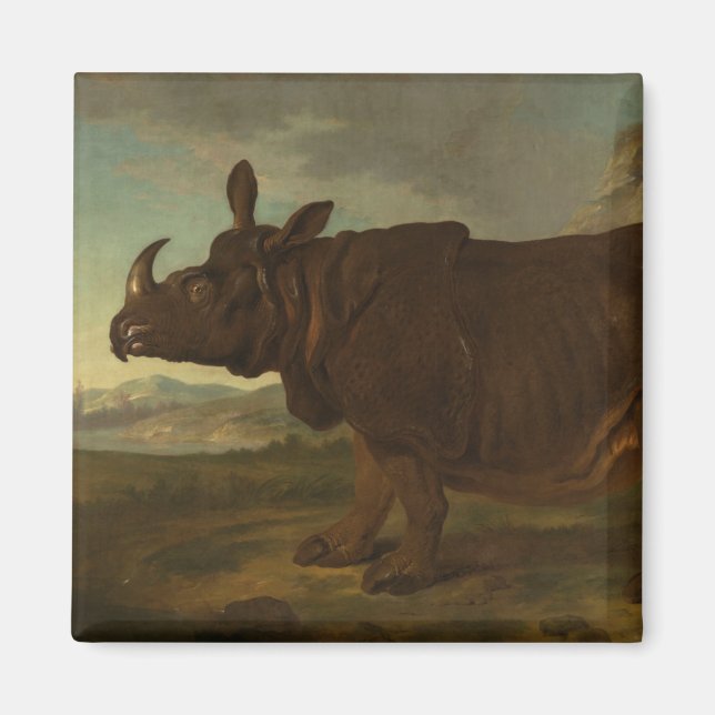 Rhinoceros (Rhino) (Vild Animal) (av J.B. Oudry) Magnet (Framsidan)