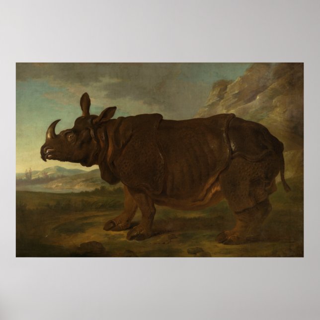 Rhinoceros (Rhino) (Vild Animal) (av J.B. Oudry) Poster (Framsidan)