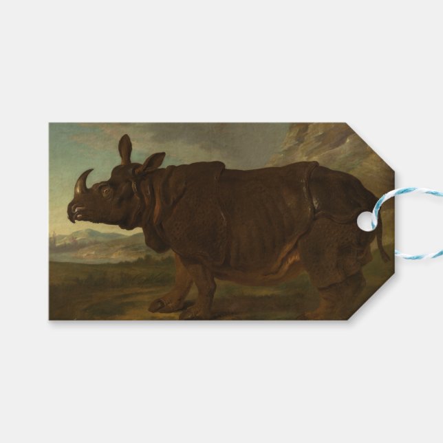 Rhinoceros (Rhino) (Vild Animal) (av J.B. Oudry) Presentetikett (Framsidan (Horisontell))