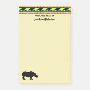 Rhinoceros Safari Weave Mönster Personlig Post-it Block