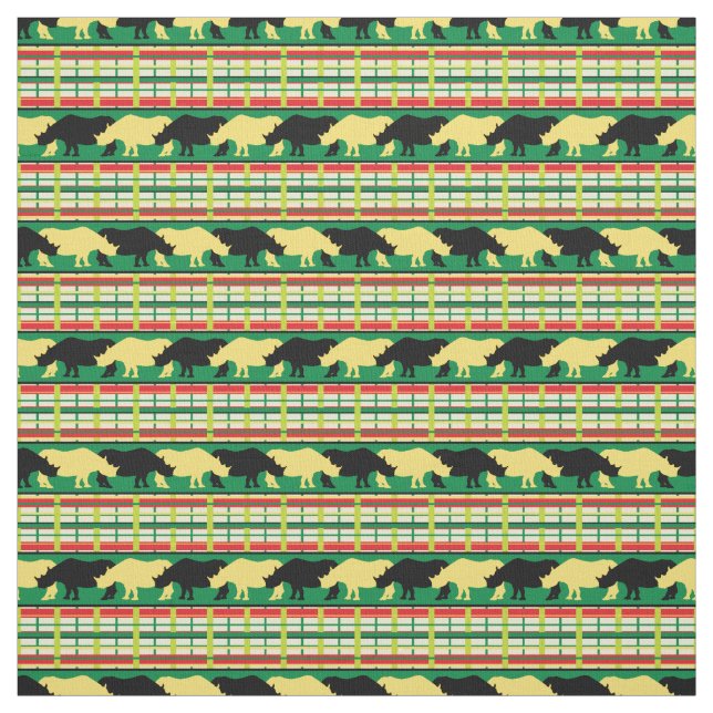 Rhinoceros Safari Weave Mönster Tyg (Provkarta)