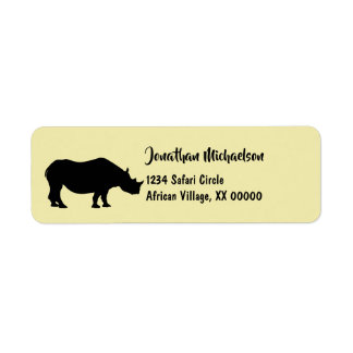 Rhinoceros Silhouette Personlig Returadress Etikett