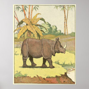Rhinoceros Story Bok Illustrated Poster