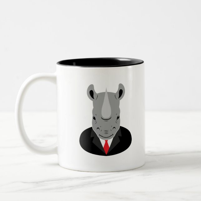 Rhinoceros tuxedo Två-Tonad mugg (Vänster)