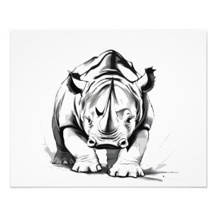 Rhinoceros Vector Graphic Art Porträtt Animal Vild Fototryck