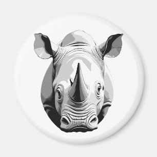 Rhinoceros Vector Graphic Art Porträtt Animal Vild Magnet