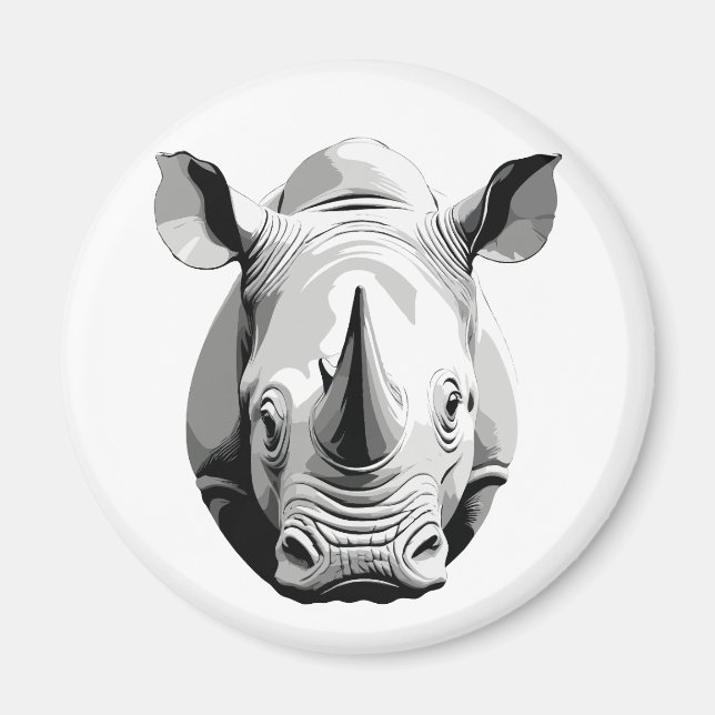 Rhinoceros Vector Graphic Art Porträtt Animal Vild Magnet (Framsidan)