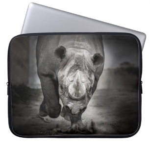 Rhinoceros: Vild Animal Porträtt. Laptop Fodral