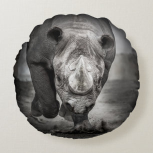 Rhinoceros: Vild Animal Porträtt. Rund Kudde
