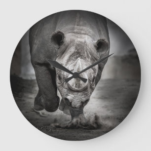 Rhinoceros: Vild Animal Porträtt. Stor Klocka