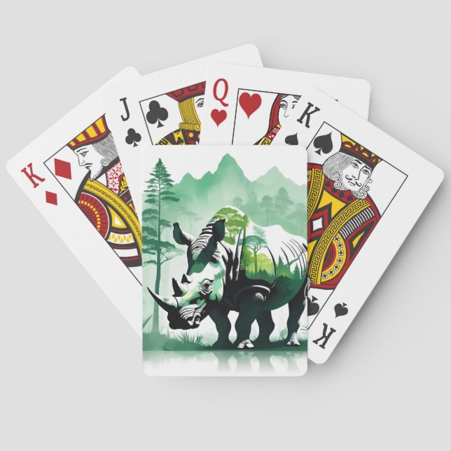 Rhinoceros Wildlife Animal Natature Forest Mountai Casinokort (Baksidan)