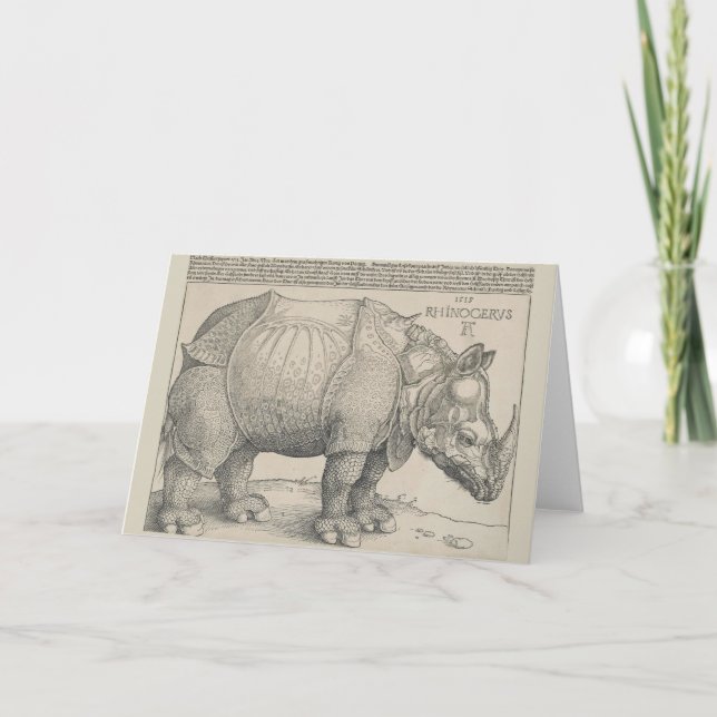 Rhinoceros, Woodcut by Albrecht Durer Kort (Framsida)