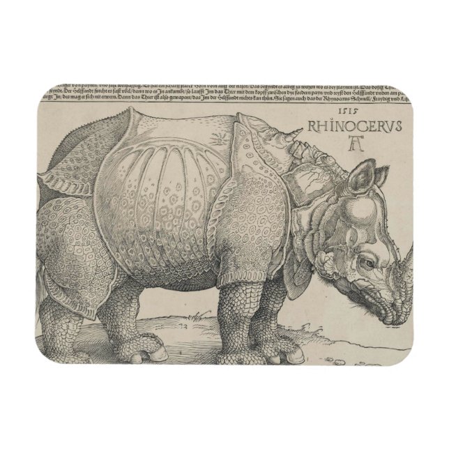 Rhinoceros, Woodcut by Albrecht Durer Magnet (Horisontell)