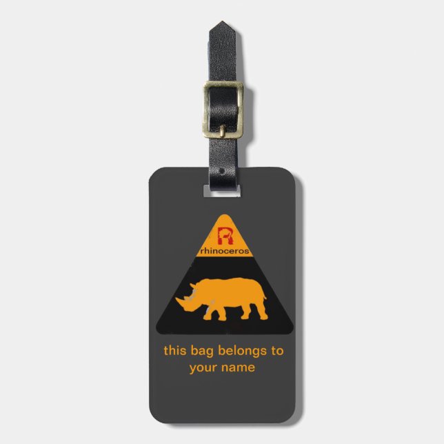 rhinocerotikett bagagebricka (Vertikal Framsida)