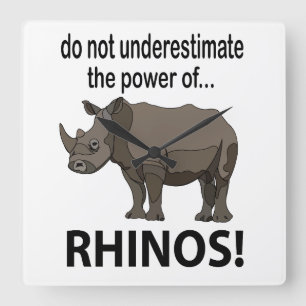 Rhinos Animal Funny Rhinos Fyrkantig Klocka