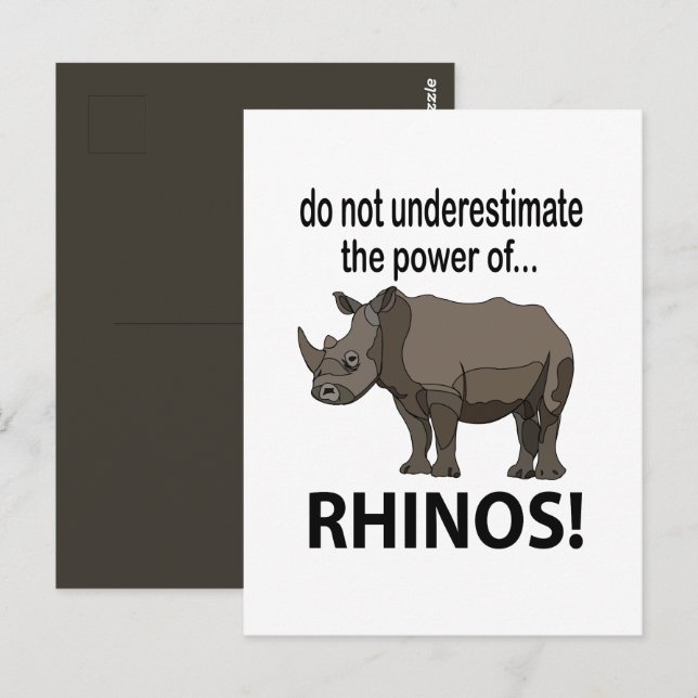 Rhinos Animal Funny Rhinos Vykort (Fram/baksida)