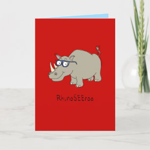 RhinoSEEros - Rhino med glasshälsningskort Kort