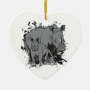 Rhinosna Julgransprydnad Keramik