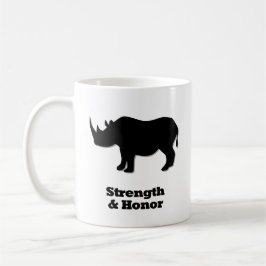 Rhinostyrka och hederssvart kaffemugg