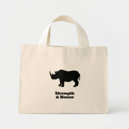 Rhinostyrka och hederssvart mini tygkasse