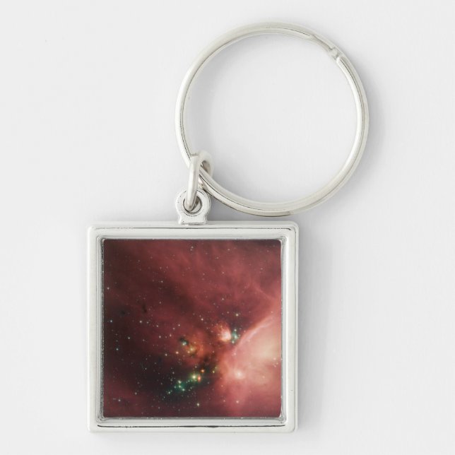 Rho Ophiuchi nebula 2 Fyrkantig Silverfärgad Nyckelring (Framsidan)