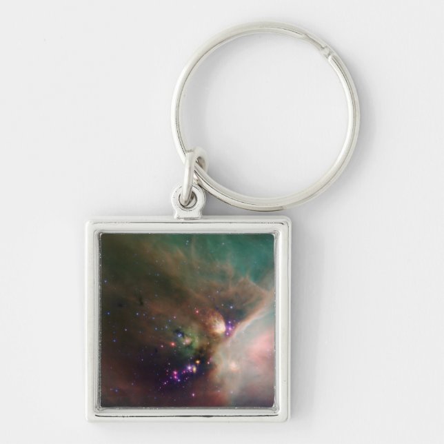 Rho Ophiuchi nebula Fyrkantig Silverfärgad Nyckelring (Framsidan)
