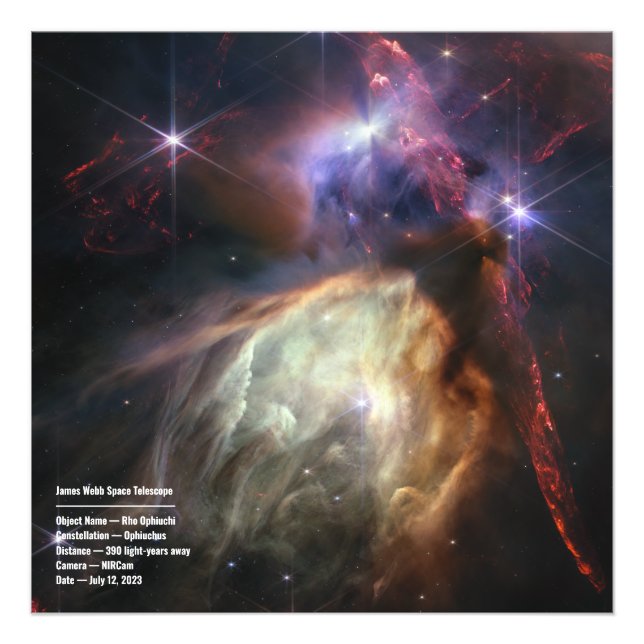 Rho Ophiuchi (NIRCam Image) JWST Image & Prompt Fototryck (Framsidan)