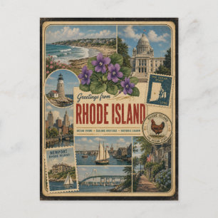 Rhode Island Äkta Vintage Stil Postkort Vykort