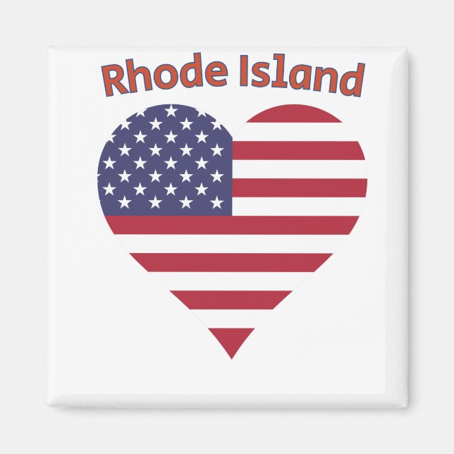 Rhode island American Flagga Heart Magnet (Framsidan)
