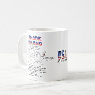Rhode island amerikanska stat vid karta och närmar kaffemugg