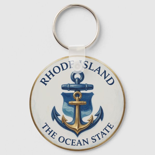 Rhode Island Ankar Emblem ⚓ Nyckelring (Framsida)