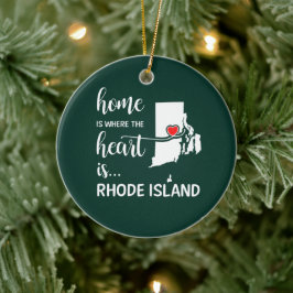 Rhode island är där hjärtat finns julgransprydnad keramik